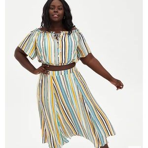 Multistriped top with matching gauze skirt